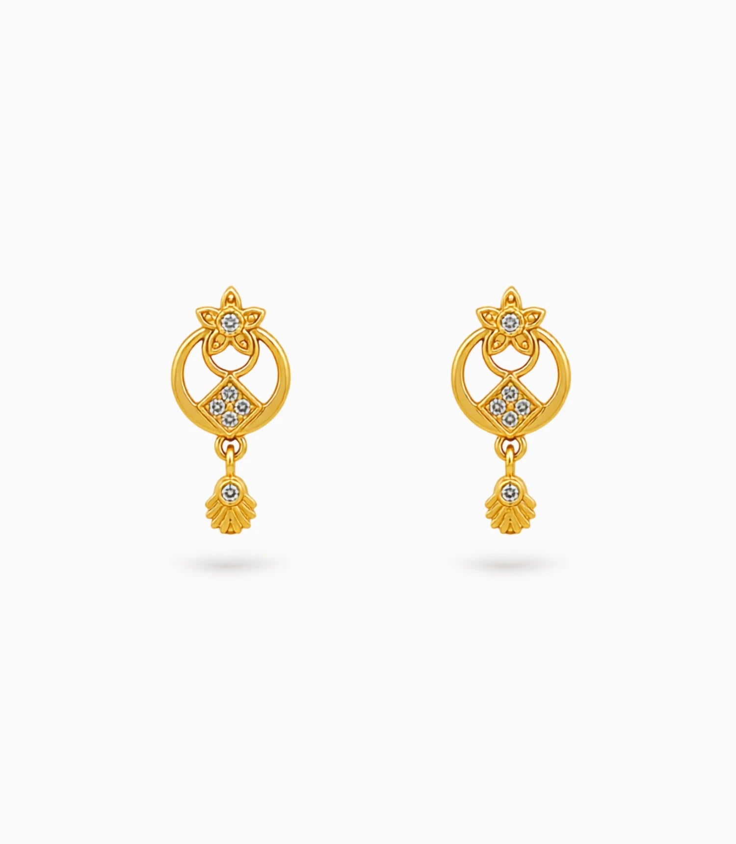 Gold Plated Designer AD Drop Earrings