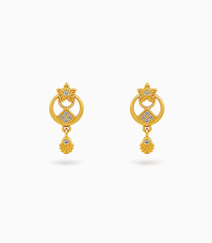 Gold Plated Designer AD Drop Earrings