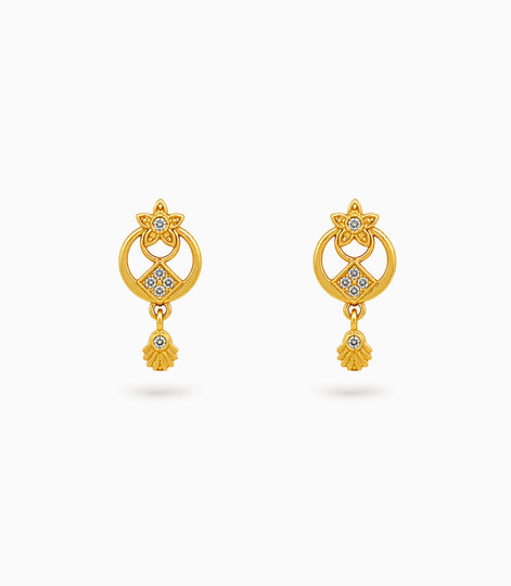 Gold Plated Designer AD Drop Earrings