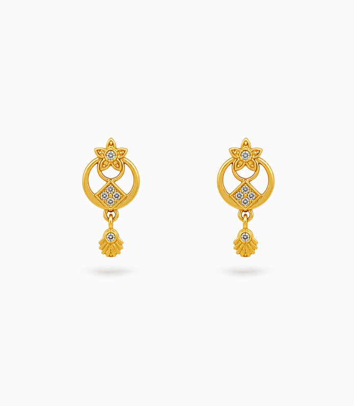 Gold Plated Designer AD Drop Earrings