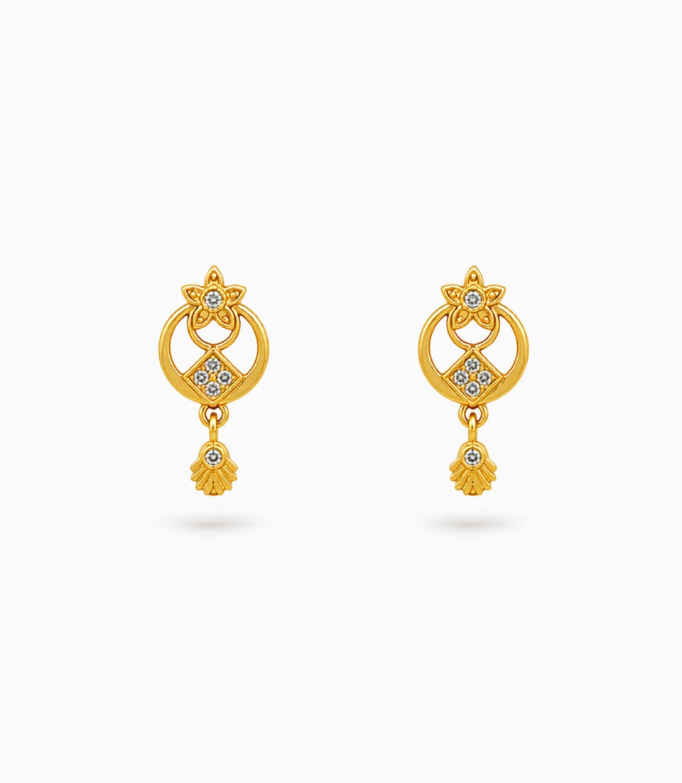 Gold Plated Designer AD Drop Earrings