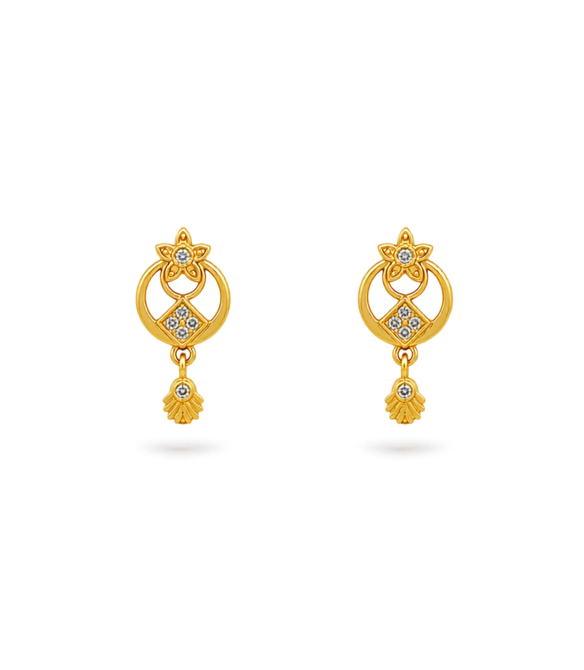 Gold Plated Designer AD Drop Earrings