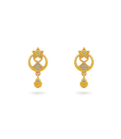 Gold Plated Designer AD Drop Earrings