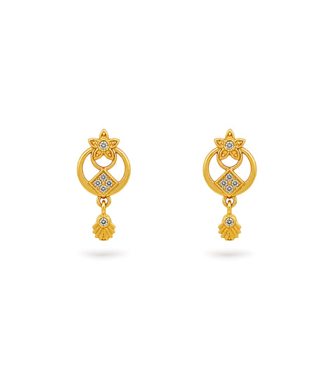 Gold Plated Designer AD Drop Earrings