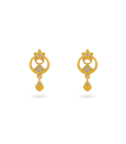 Gold Plated Designer AD Drop Earrings