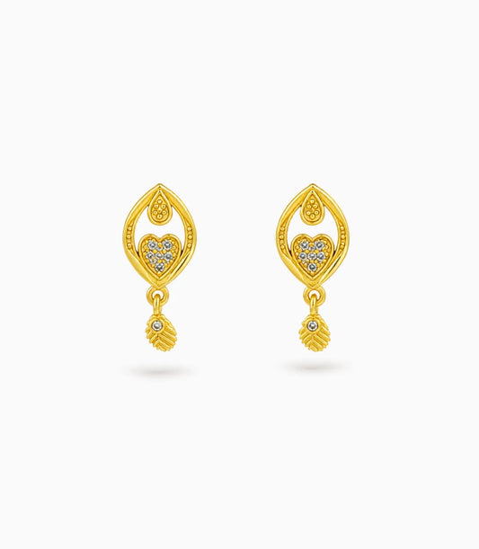 Gold Plated Simple AD Drop Earrings