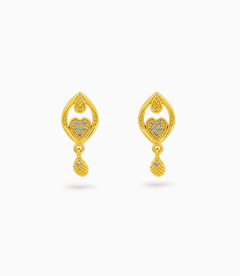 Gold Plated Simple AD Drop Earrings