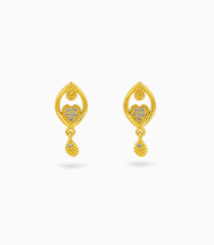 Gold Plated Simple AD Drop Earrings