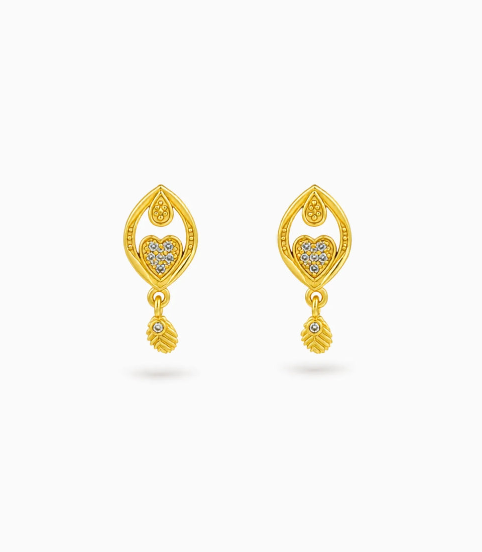 Gold Plated Simple AD Drop Earrings