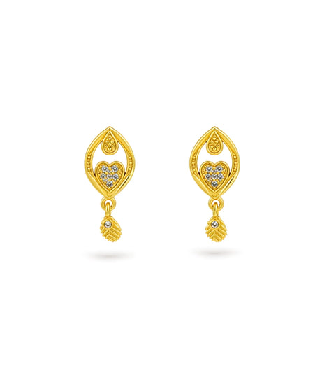 Gold Plated Simple AD Drop Earrings