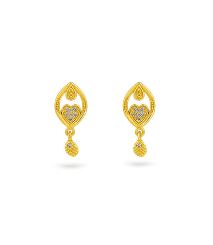 Gold Plated Simple AD Drop Earrings