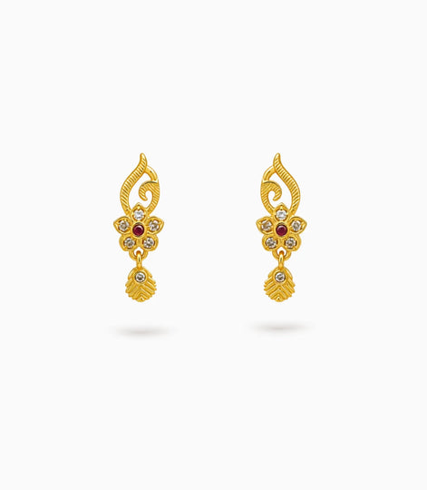 Gold Plated Graceful AD Drop Earrings