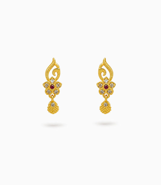 Gold Plated Graceful AD Drop Earrings