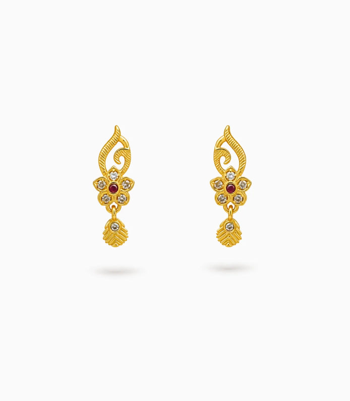 Gold Plated Graceful AD Drop Earrings