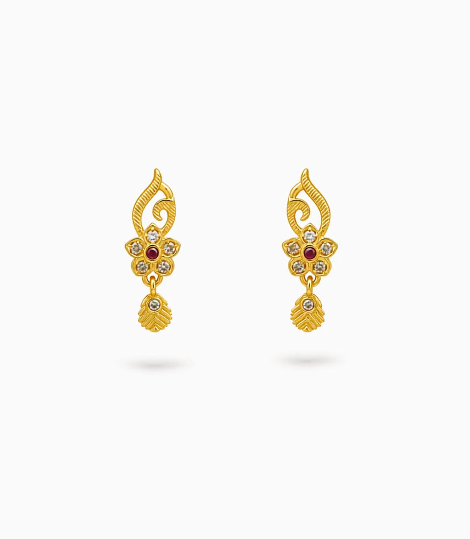 Gold Plated Graceful AD Drop Earrings