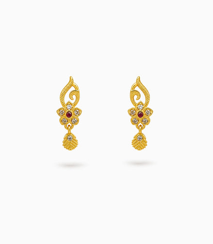 Gold Plated Graceful AD Drop Earrings