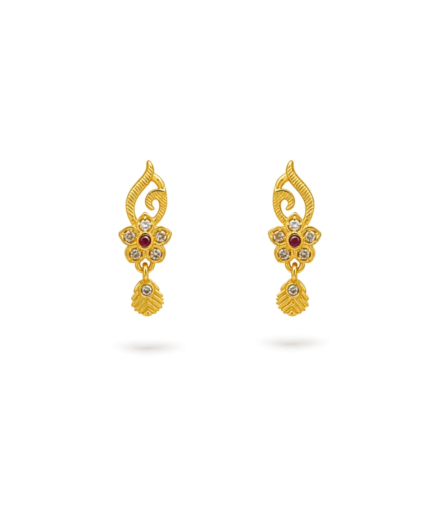 Gold Plated Graceful AD Drop Earrings