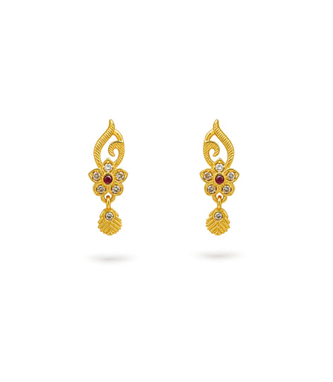 Gold Plated Graceful AD Drop Earrings