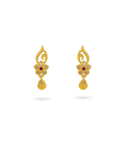 Gold Plated Graceful AD Drop Earrings