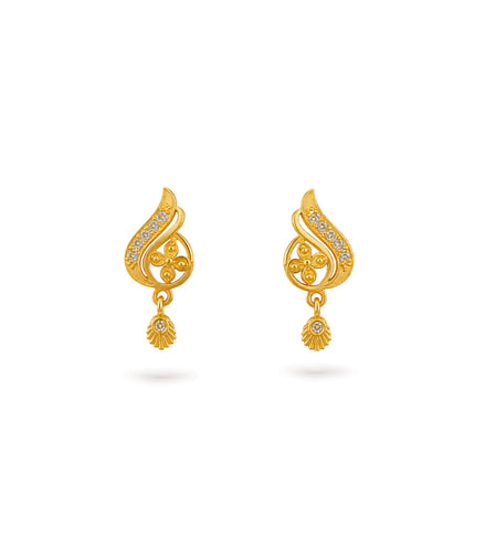 Gold Plated Feminine AD Drop Earrings