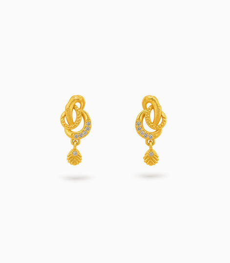 Gold Plated Refined AD Drop Earrings