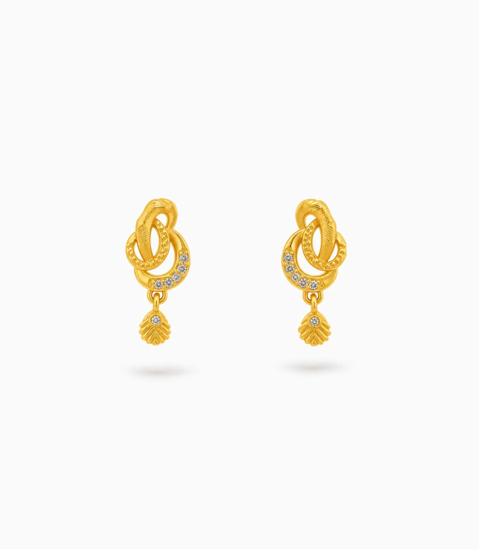 Gold Plated Refined AD Drop Earrings