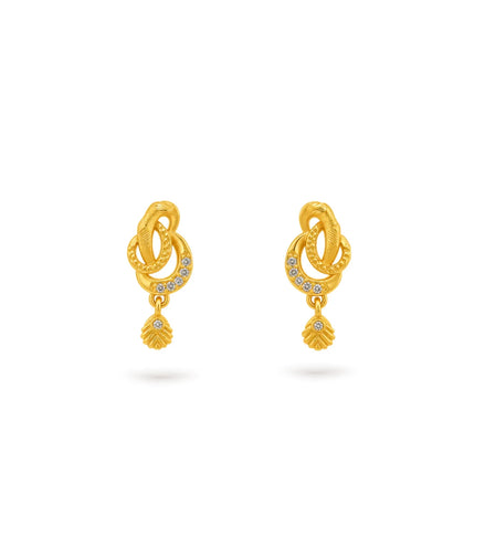 Gold Plated Refined AD Drop Earrings
