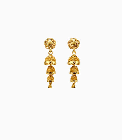 Gold Plated Glossy-Flora Jhumka Earrings