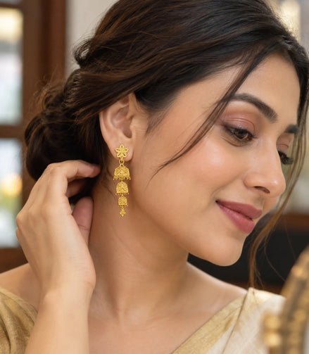 Gold Plated Beautiful Jhumka Earrings