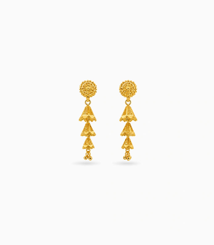 Gold Plated Feminine Jhumka Earrings