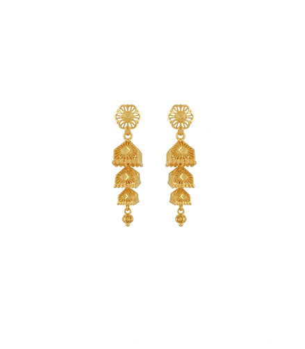 Gold Plated Bloom Jhumka Earrings