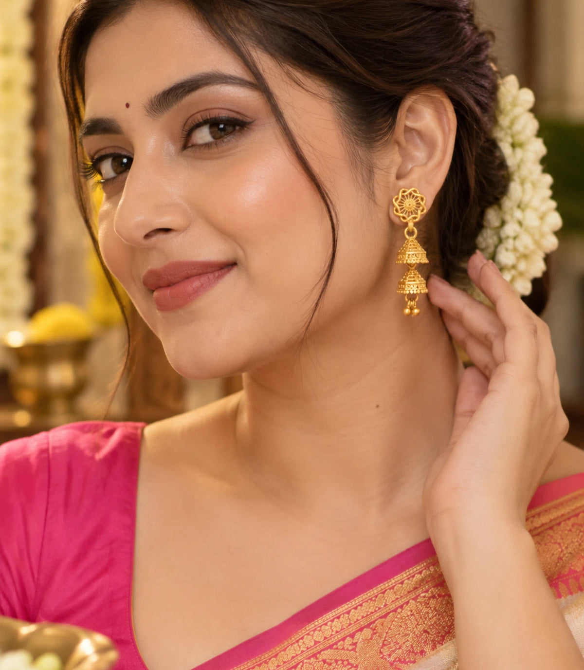 Gold Plated Soft Jhumka Earrings