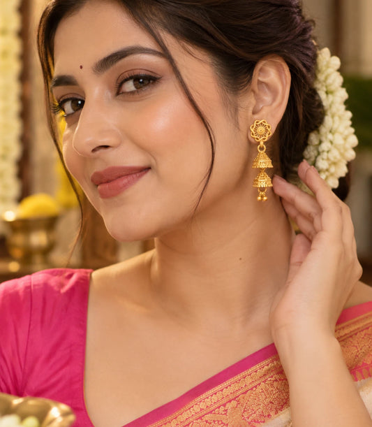 Gold Plated Soft Jhumka Earrings