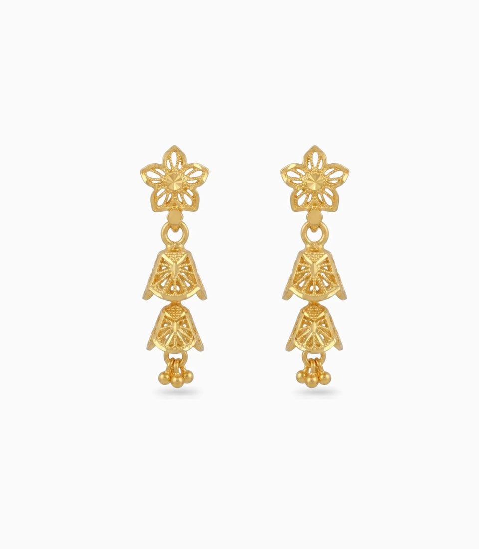 Gold Plated Golden Glow Jhumka Earrings