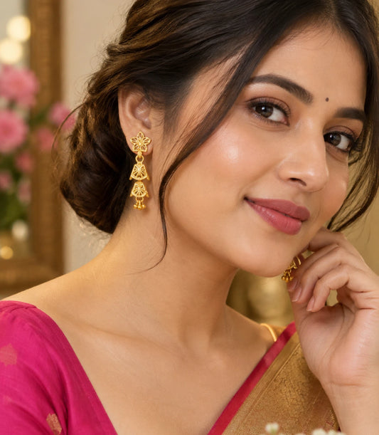 Gold Plated Golden Glow Jhumka Earrings