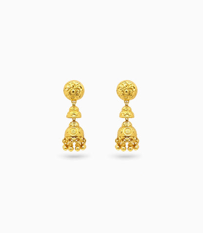 Gold Plated Hanging Bell Jhumka Earrings