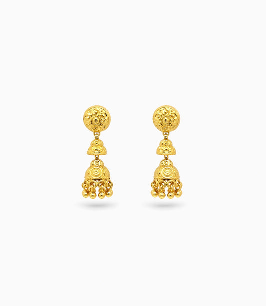 Gold Plated Hanging Bell Jhumka Earrings