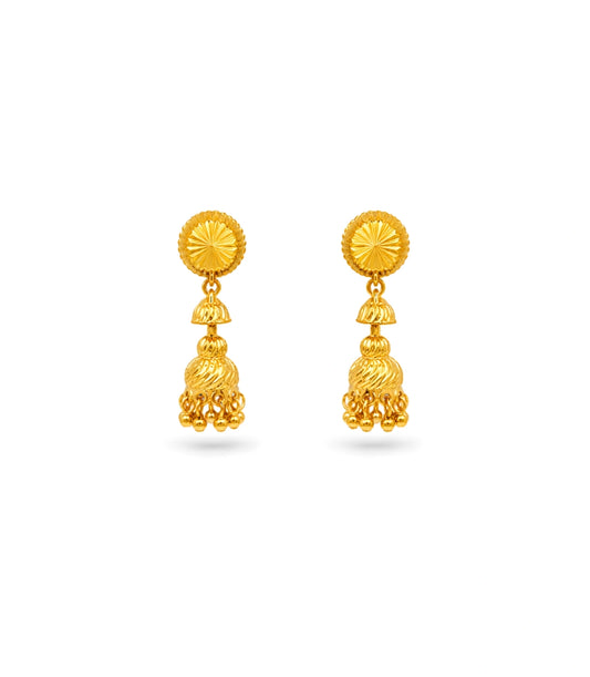 Gold Plated Dangling Bell Jhumka Earrings