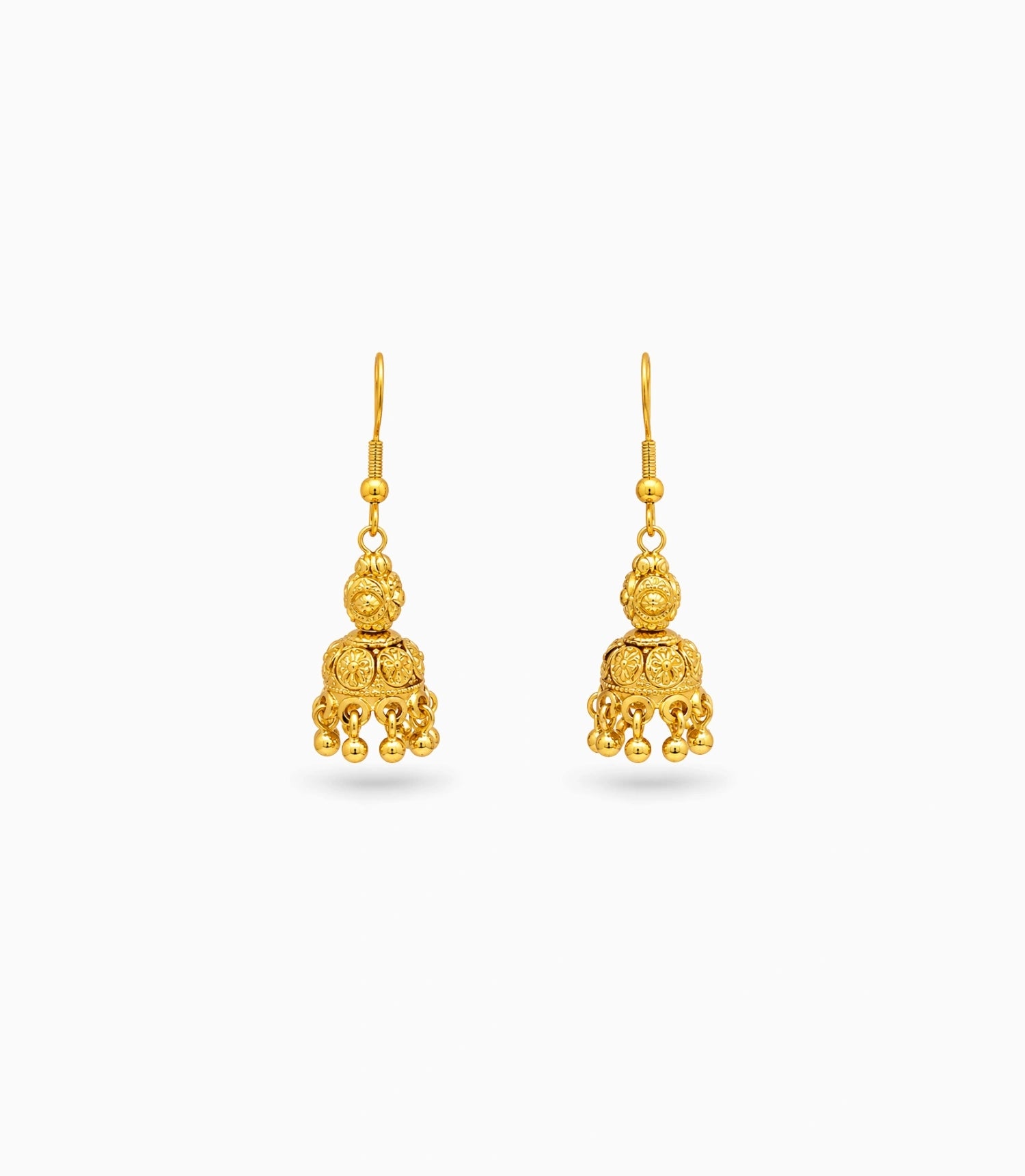Gold Plated Dome Drop Jhumka Earrings