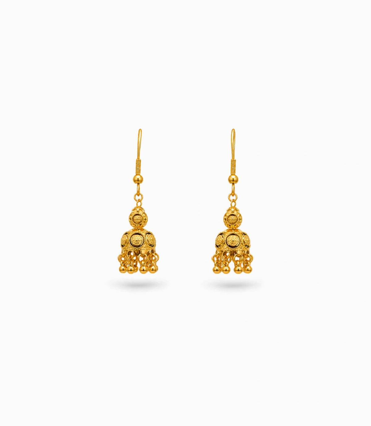 Gold Plated Filigree Curved Jhumka Earrings