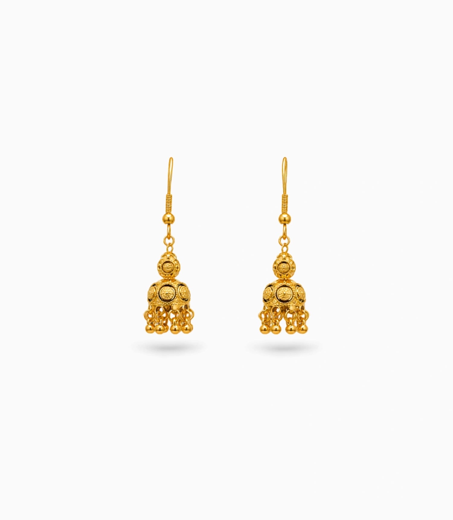Gold Plated Filigree Curved Jhumka Earrings