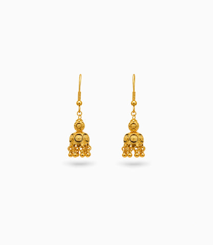 Gold Plated Filigree Curved Jhumka Earrings