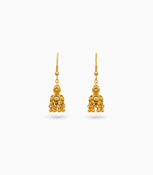 Gold Plated Filigree Curved Jhumka Earrings
