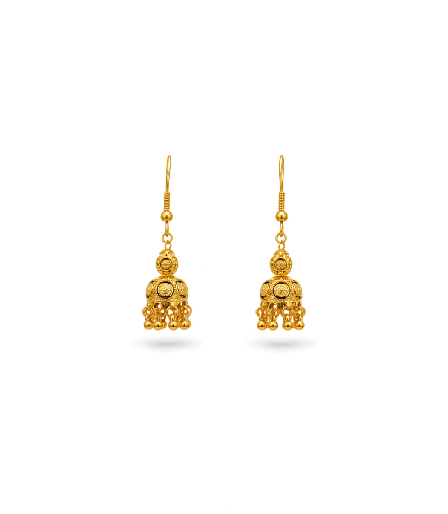 Gold Plated Filigree Curved Jhumka Earrings