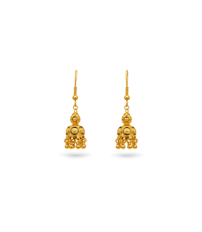 Gold Plated Filigree Curved Jhumka Earrings