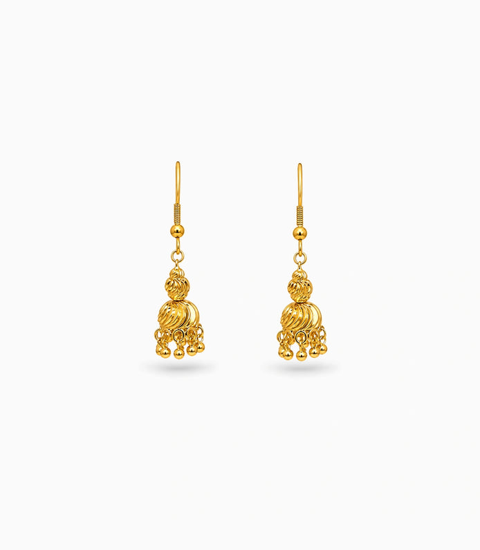 Gold Plated Traditional Filigree Jhumka Earrings