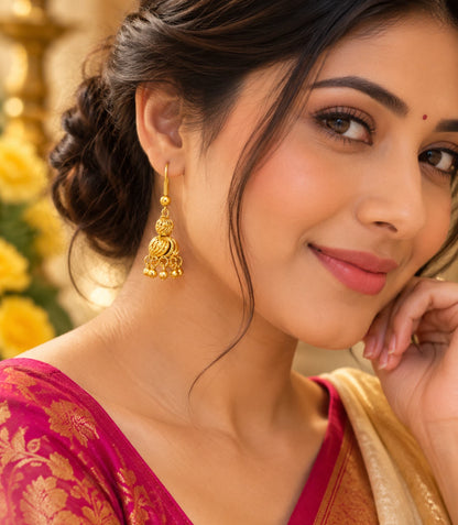 Gold Plated Traditional Filigree Jhumka Earrings