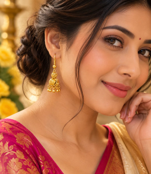 Gold Plated Traditional Filigree Jhumka Earrings
