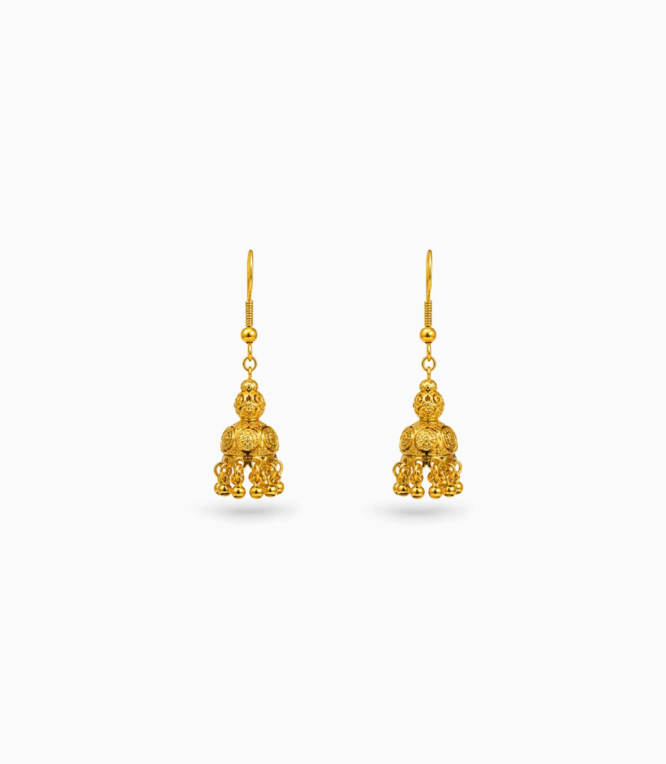 Gold Plated Traditional Dome Drop Jhumka Earrings
