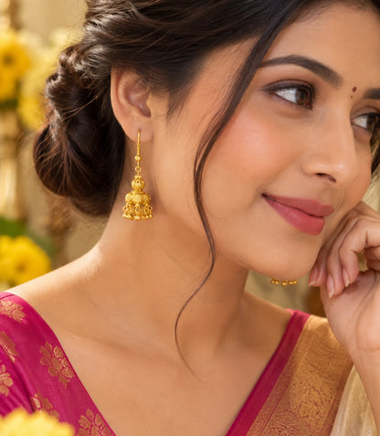 Gold Plated Traditional Dome Drop Jhumka Earrings
